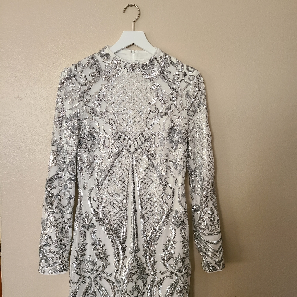 Quiz Silver Sequin Party Dress